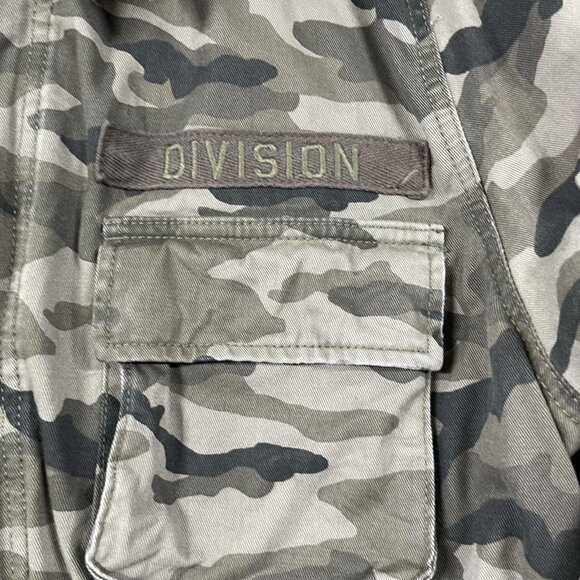 H&M Divided Jacket Mens Large Camo Hooded Military Field Utility Zip 4 Pocket - Picture 10 of 15